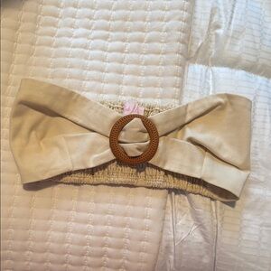 Beige Bow crop top with Brown Accent